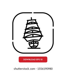 Transport symbol, sailboat outline vector icon