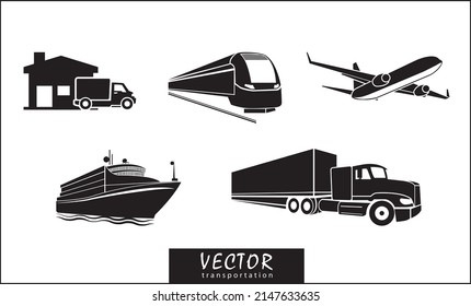 Diseño de silueta vectorial del sistema de transporte