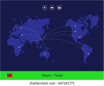 Transport from Taiwan to the world vector illustration