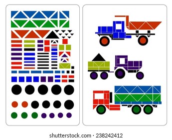 Transport and technical set or game with geometric figures 4