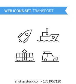 Transport. Thin line icons vector set