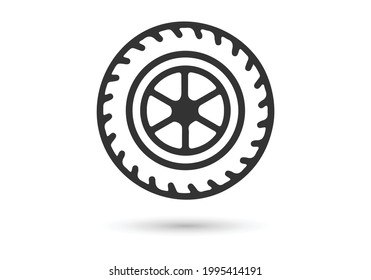 Transport tire icon. Vector illustration, flat design.