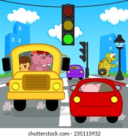 transport traffic in city - vector illustration, eps