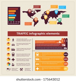 Transport traffic infographics elements for charts and graphs vector illustration