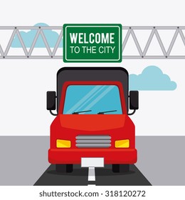 Transport, traffic on road and vehicles design, vector illustration.