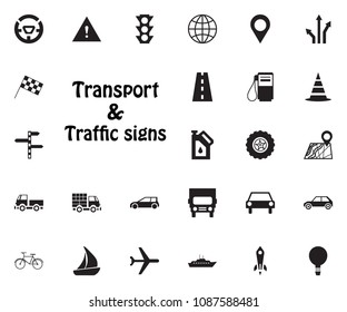 Transport and Traffic signs icon. Transport vector icon set