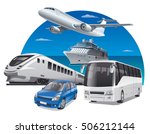 transport for travel, car, train, bus, cruiser and airplane