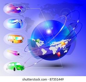 Transport For Travel On The Map Background vector