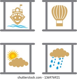 Transport, travel vector buttons set isoalated on white