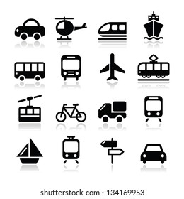 Transport, travel vector icons set isoalted on white