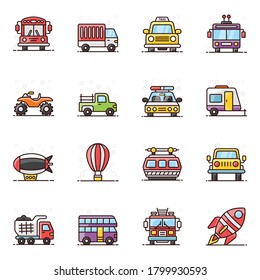 Transport in Trendy Flat Style Pack 