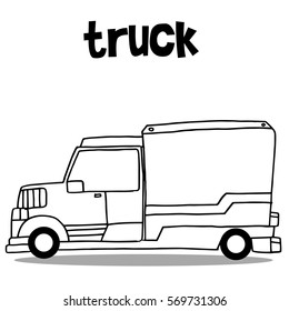 Transport of truck collection with hand draw vector art