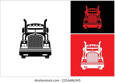 Transport Truck Head Isolated on White Front View Vector Design