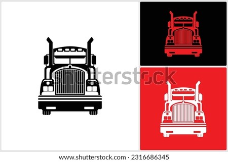 Transport Truck Head Isolated on White Front View Vector Design