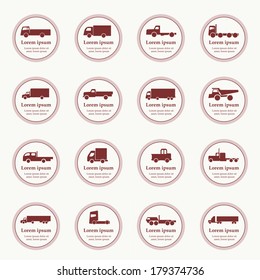 Transport truck icons. Vector illustration. Vector silhouettes of vehicles.