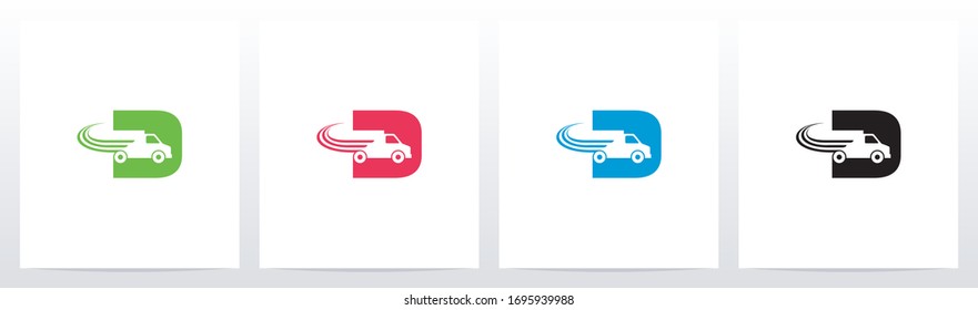 Transport Truck On Letter Logo Design D