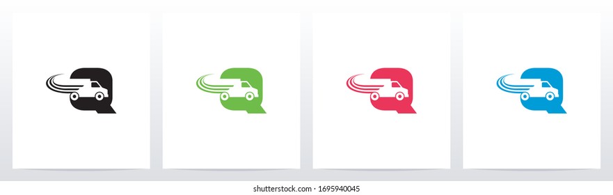 Transport Truck On Letter Logo Design Q