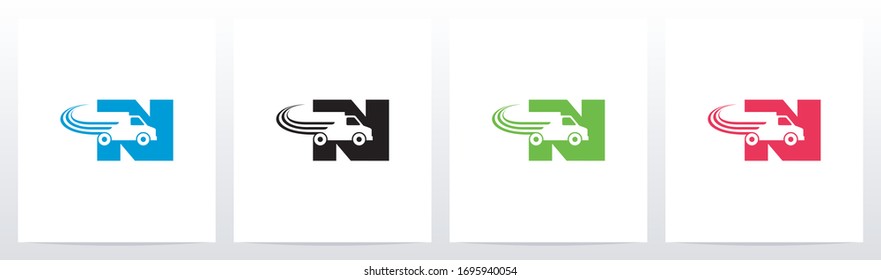 Transport Truck On Letter Logo Design N