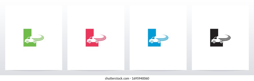 Transport Truck On Letter Logo Design L