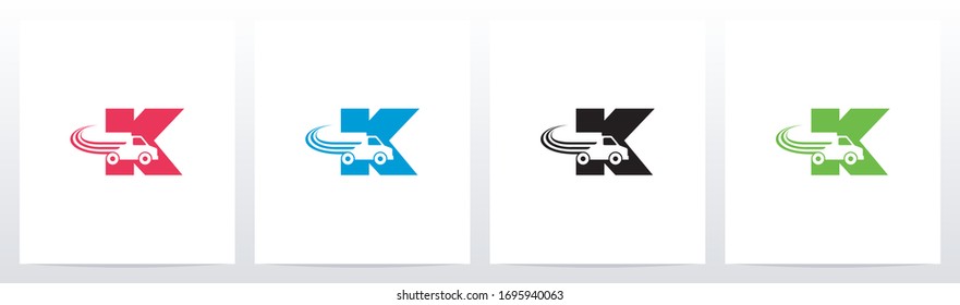 Transport Truck On Letter Logo Design K