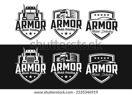 Transport Truck Shield Logo. set of truck logo