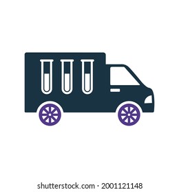 Transport truck shipment chemical icon (Black Vector illustration)