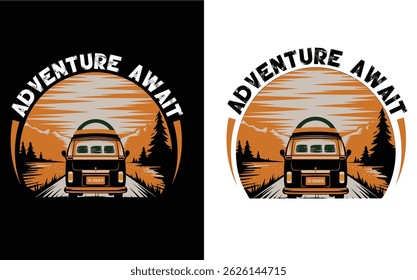 Transport T-shirt Design(Adventure Await tshirt design)