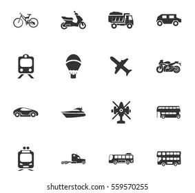 transport types vector icons for user interface design