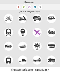 transport types vector icons for user interface design