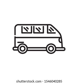 transport van car tourism travel thick line vector illustration