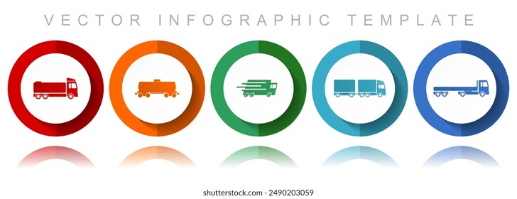 Transport vector icon collection, miscellaneous icons such as truck, cistern, wagon and delivery, flat design infographic template in eps 10