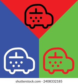 Transport vector Icon, Outline style, isolated on Red, Green and Blue Background.