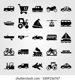 Transport vector icon set.  aeroplane, van and boat