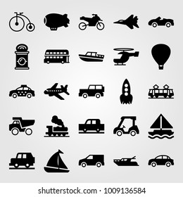 Transport vector icon set. car, bicycle, tram and truck
