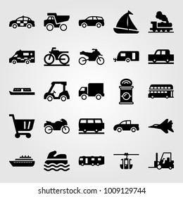Transport vector icon set. golf car, pickup, pickup truck and can