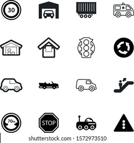 transport vector icon set such as: ahead, attention, rover, garage, keep, color, technology, hour, break, medicine, lorry, round, urban, urgent, structure, computer, crossroads, 40, safe, roof, help