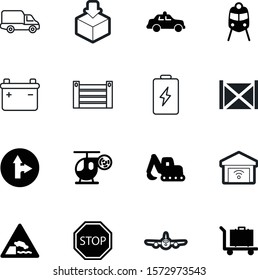 transport vector icon set such as: work, merchandise, hill, baggage, airline, departure, garage, excavator, fuel, left, pink, objects, machine, control, subway, circle, plane, front, security