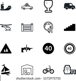 transport vector icon set such as: trip, patrol, logistics, abstract, glass, luxury, medical, rotate, limitation, port, school, driverless, round, information, autonomous, internet, trade, children