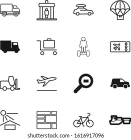 transport vector icon set such as: bicycle, departure, magnifier, user, leisure, interface, passing, label, tour, tourist, commercial, race, device, hoverboard, parachute, shape, ship, traveler