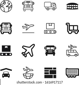 transport vector icon set such as: outline, shape, big, import, heavy, geography, post, carton, garage, cart, start, container, transfer, commercial, silver, public, lines, logo, shuttle, art, estate