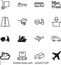 transport vector icon set such as: wheel, aviation, coach, drive, track, manufacturing, barrow, grey, stripe, tourism, gift, passenger, steam, railway, conveyor, up, arrow, break, post, parcel, logo