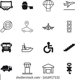 transport vector icon set such as: off, parachute, human, stairs, mail, pointer, hooks, use, map, machine, parcel, pictogram, stairway, auto, round, internet, highway, trip, outline, semaphore, up