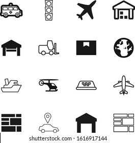 transport vector icon set such as: warning, helicopter, network, wing, door, lifting, planet, accident, fork, hospital, clinic, health, blue, earth, street, gate, pack, truck, around, vacation, world