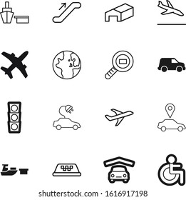 transport vector icon set such as: order, destination, human, arrival, pointer, city, world, place, up, stop, hybrid, seat, network, warehouse, economy, eco, mark, www, invalid, information, stairway