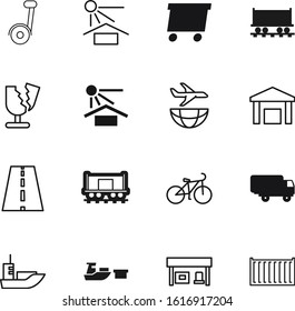 transport vector icon set such as: refuel, self-balance, dock, pictogram, highway, building, benzine, velocity, planet, globe, start, journey, stripe, competition, control, path, gas, thin, image