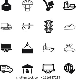 transport vector icon set such as: wave, crossroads, highway, holiday, alternative, tire, tanker, fuel, machine, urban, energy, building, environmental, semaphore, send, international, warehouse