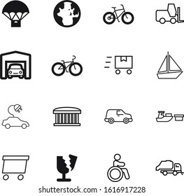 transport vector icon set such as: airport, bus, tourism, seat, packaging, station, logistics, fork, door, disabled, green, round, post, old, home, terminal, forklift, environment, house, start, air