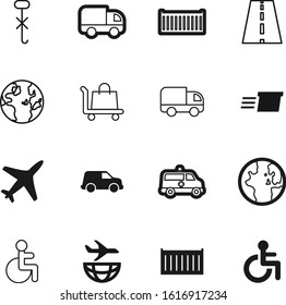 transport vector icon set such as: distribution, education, worldwide, asphalt, aircraft, healthy, race, emergency, around, gift, care, old, move, icons, way, airline, ambulance, square, warning