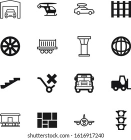 transport vector icon set such as: store, map, trunk, military, garage, airport, technology, medicine, history, carry, cartoon, containers, bus, lifting, house, pallet, wheelbarrow, down, hand