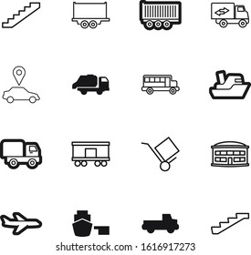 transport vector icon set such as: wagon, pick, simple, market, waste, knowledge, recycle, pallets, environment, side, engine, track, place, yacht, red, company, dump, pointer, packaging
